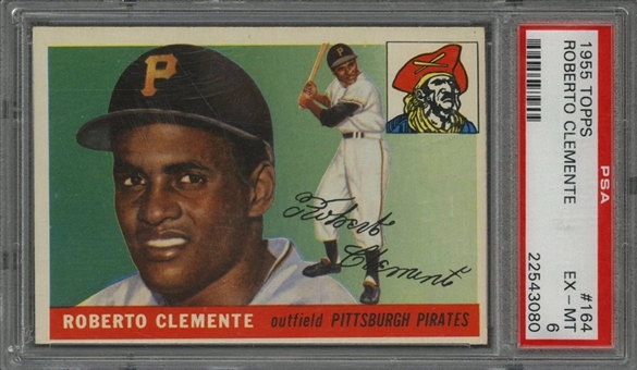 1955 Topps #164 Roberto Clemente Rookie Card – PSA EX-MT 6